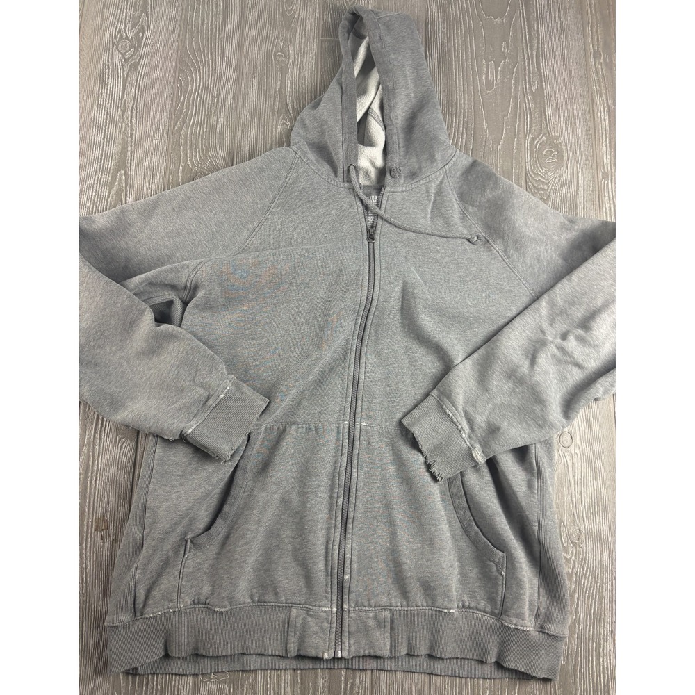 Duluth Trading Co Mens Full Zip Hoodie 2XLT Distressed Gray Sweatshirt
